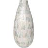 imageDeco 79 Mother of Pearl Shell Handmade Decorative Vase Mosaic Inspired Centerpiece Vase with Pastel Blue and Pink Accents Flower Vase for Home Decoration 8quot x 8quot x 19quot White8 x 8 x 19