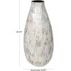 imageDeco 79 Mother of Pearl Shell Handmade Decorative Vase Mosaic Inspired Centerpiece Vase with Pastel Blue and Pink Accents Flower Vase for Home Decoration 8quot x 8quot x 19quot White8 x 8 x 19