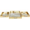 imageDeco 79 Plastic Geometric Living Room Decor Tray Mirrored Ottoman Tray Set of 3 Serving Tray 18quot 11quot 11quot W GoldGold