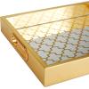 imageDeco 79 Plastic Geometric Living Room Decor Tray Mirrored Ottoman Tray Set of 3 Serving Tray 18quot 11quot 11quot W GoldGold