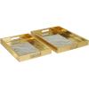 imageDeco 79 Plastic Geometric Living Room Decor Tray Mirrored Ottoman Tray Set of 3 Serving Tray 18quot 11quot 11quot W GoldGold