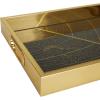 imageDeco 79 Plastic Geometric Living Room Decor Tray Mirrored Ottoman Tray Set of 3 Serving Tray 18quot 11quot 11quot W GoldGold
