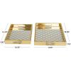 imageDeco 79 Plastic Geometric Living Room Decor Tray Mirrored Ottoman Tray Set of 3 Serving Tray 18quot 11quot 11quot W GoldGold