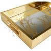 imageDeco 79 Plastic Geometric Living Room Decor Tray Mirrored Ottoman Tray Set of 3 Serving Tray 18quot 11quot 11quot W GoldGold