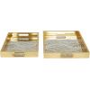 imageDeco 79 Plastic Geometric Living Room Decor Tray Mirrored Ottoman Tray Set of 3 Serving Tray 18quot 11quot 11quot W GoldGold