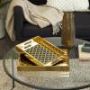 imageDeco 79 Plastic Geometric Living Room Decor Tray Mirrored Ottoman Tray Set of 3 Serving Tray 18quot 11quot 11quot W GoldGold