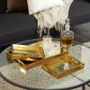 imageDeco 79 Plastic Geometric Living Room Decor Tray Mirrored Ottoman Tray Set of 3 Serving Tray 18quot 11quot 11quot W GoldGold