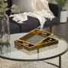 imageDeco 79 Plastic Geometric Living Room Decor Tray Mirrored Ottoman Tray Set of 3 Serving Tray 18quot 11quot 11quot W GoldGold
