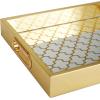 imageDeco 79 Plastic Geometric Living Room Decor Tray Mirrored Ottoman Tray Set of 3 Serving Tray 18quot 11quot 11quot W GoldGold
