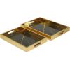 imageDeco 79 Plastic Geometric Living Room Decor Tray Mirrored Ottoman Tray Set of 3 Serving Tray 18quot 11quot 11quot W GoldGold