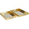 imageDeco 79 Plastic Geometric Living Room Decor Tray Mirrored Ottoman Tray Set of 3 Serving Tray 18quot 11quot 11quot W GoldGold
