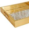 imageDeco 79 Plastic Geometric Living Room Decor Tray Mirrored Ottoman Tray Set of 3 Serving Tray 18quot 11quot 11quot W GoldGold