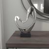 imageDeco 79 Polystone Abstract Decorative Sculpture Heart Home Decor Statue with Black Base Accent Figurine 10quot x 5quot x 14quot SilverSilver