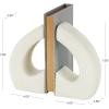 imageDeco 79 Polystone Decorative Bookends Heart Inspired Non Skid Bookends with Shimmer Details Set of 2 Office Bookends4 W 7quot H White