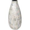 imageDeco 79 Mother of Pearl Shell Handmade Decorative Vase Mosaic Inspired Centerpiece Vase with Pastel Blue and Pink Accents Flower Vase for Home Decoration 8quot x 8quot x 19quot White8 x 8 x 19
