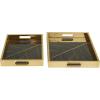 imageDeco 79 Plastic Geometric Living Room Decor Tray Mirrored Ottoman Tray Set of 3 Serving Tray 18quot 11quot 11quot W GoldGold