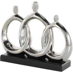 imageDeco 79 Ceramic Heart Family Love Sculpture with Black Base 11quot x 3quot x 11quot SilverSilver