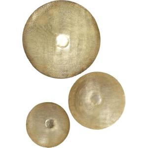 imageDeco 79 Metal Plate Home Wall Decor Large Metallic Disk Wall Sculpture Set of 3 Wall Art 36quot 27quot 22quotD GoldGold