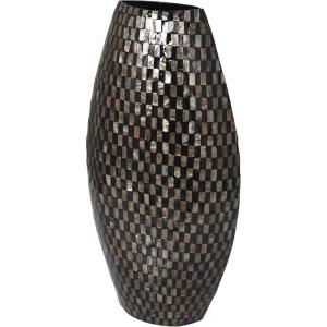 imageDeco 79 Mother of Pearl Shell Handmade Decorative Vase Geometric Mosaic Inspired Thin Centerpiece Vase Flower Vase for Home Decoration 12quot x 5quot x 24quot Black