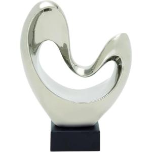 imageDeco 79 Polystone Abstract Decorative Sculpture Heart Home Decor Statue with Black Base Accent Figurine 10quot x 5quot x 14quot SilverSilver