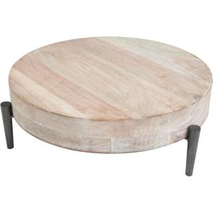 imageDeco 79 Wood Living Room Decor Tray Ottoman Tray with Black Metal Legs Serving Tray 12quot x 12quot x 4quot BrownCream