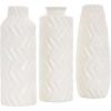 imageDeco 79 Ceramic Decorative Vase Dimensional Chevron Textured Centerpiece Vases with Varying Shapes Set of 3 Vases for Home Decoration 4quot W 11quot H GoldWhite