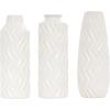 imageDeco 79 Ceramic Decorative Vase Dimensional Chevron Textured Centerpiece Vases with Varying Shapes Set of 3 Vases for Home Decoration 4quot W 11quot H GoldWhite