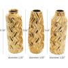 imageDeco 79 Ceramic Decorative Vase Dimensional Chevron Textured Centerpiece Vases with Varying Shapes Set of 3 Vases for Home Decoration 4quot W 11quot H GoldGold