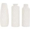 imageDeco 79 Ceramic Decorative Vase Dimensional Chevron Textured Centerpiece Vases with Varying Shapes Set of 3 Vases for Home Decoration 4quot W 11quot H GoldWhite