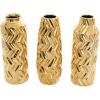 imageDeco 79 Ceramic Decorative Vase Dimensional Chevron Textured Centerpiece Vases with Varying Shapes Set of 3 Vases for Home Decoration 4quot W 11quot H GoldGold