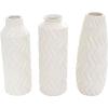 imageDeco 79 Ceramic Decorative Vase Dimensional Chevron Textured Centerpiece Vases with Varying Shapes Set of 3 Vases for Home Decoration 4quot W 11quot H GoldWhite