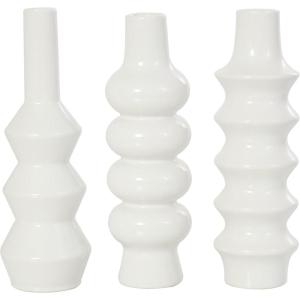 imageDeco 79 Ceramic Abstract Decorative Vase Bubble Inspired Centerpiece Vases with Varying Shapes Set of 3 Flower Vases for Home Decoration 3quot W 11quot H SilverWhite
