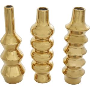 imageDeco 79 Ceramic Abstract Decorative Vase Bubble Inspired Centerpiece Vases with Varying Shapes Set of 3 Flower Vases for Home Decoration 3quot W 11quot H SilverGold