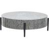 imageDeco 79 Mother of Pearl Shell Geometric Living Room Coffee Table Round Table with Black Metal Legs Center Table 38quot x 38quot x 12quot GrayGrey
