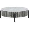 imageDeco 79 Mother of Pearl Shell Geometric Living Room Coffee Table Round Table with Black Metal Legs Center Table 38quot x 38quot x 12quot GrayGrey