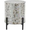 imageDeco 79 Mother of Pearl Shell Geometric Living Room Coffee Table Round Table with Black Metal Legs Center Table 38quot x 38quot x 12quot GrayMulti Colored