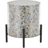 imageDeco 79 Mother of Pearl Shell Geometric Living Room Coffee Table Round Table with Black Metal Legs Center Table 38quot x 38quot x 12quot GrayMulti Colored
