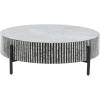 imageDeco 79 Mother of Pearl Shell Geometric Living Room Coffee Table Round Table with Black Metal Legs Center Table 38quot x 38quot x 12quot GrayGrey