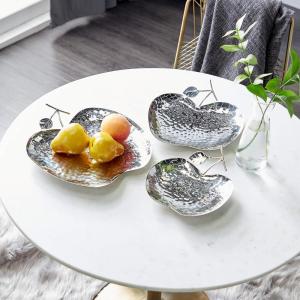 imageDeco 79 Metal Fruit Apple Tray Set of 3 9quot 11quot 13quotW SilverSilver