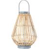 imageDeco 79 Bamboo Wood Handmade Open Framed Candle Lantern with Blue Metal Accents and Handle 11quot x 11quot x 16quot Brown