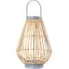 imageDeco 79 Bamboo Wood Handmade Open Framed Candle Lantern with Blue Metal Accents and Handle 11quot x 11quot x 16quot Brown