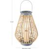 imageDeco 79 Bamboo Wood Handmade Open Framed Candle Lantern with Blue Metal Accents and Handle 11quot x 11quot x 16quot Brown