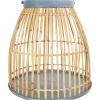 imageDeco 79 Bamboo Wood Handmade Woven Open Framed Caged Style Candle Lantern with Blue Metal Accents and Handle 13quot x 13quot x 13quot Brown