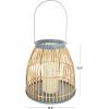 imageDeco 79 Bamboo Wood Handmade Woven Open Framed Caged Style Candle Lantern with Blue Metal Accents and Handle 13quot x 13quot x 13quot Brown