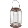imageDeco 79 Farmhouse Cage Candle Lantern 9quot W x 11quot H Brown SilverBrown  Silver