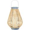 imageDeco 79 Bamboo Wood Handmade Open Framed Candle Lantern with Blue Metal Accents and Handle 11quot x 11quot x 16quot Brown