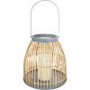 imageDeco 79 Bamboo Wood Handmade Woven Open Framed Caged Style Candle Lantern with Blue Metal Accents and Handle 13quot x 13quot x 13quot Brown