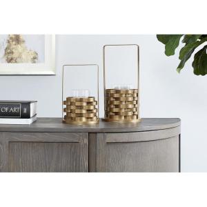 imageDeco 79 Aluminum Pillar Candle Lantern 7quot x 5quot x 14quot Black6L x 6W x 10H