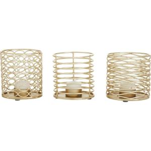 imageDeco 79 Glam Metal Round Candle Holder Set of 3 4quotW 4quotH SilverGold