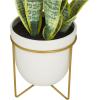 imageDeco 79 Faux Foliage Snake Indoor Outdoor Artificial Plant Fake Plant with White Porcelain Pot and Gold Stand Plant 14quot x 13quot x 25quot Green